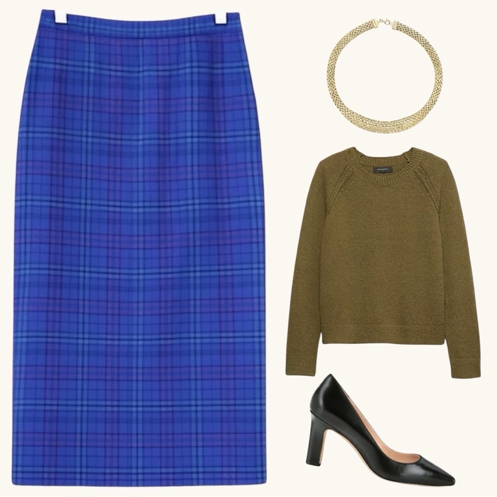 ✨ PENDLETON | Vintage Pure Virgin Wool Tartan Pencil Skirt – Size 8 - Picture 5 of 8